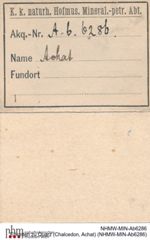 Etiketten zu Quarz (Chalcedon, Achat) (NHMW-MIN-Ab6286)